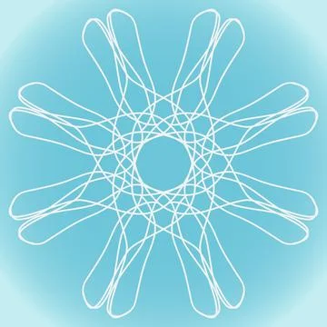 Snowflake vector abstract twisty shape on blue winter background Stock Illustration