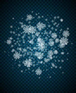Snowflake vector. Falling Christmas snow fall. Snowflakes decoration effect.  Stock Illustration