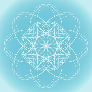 Snowflake vector floral abstract shape on blue gradient background Stock Illustration