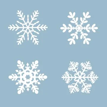 Snowflake vector icon background set white color. Winter blue christmas snow Stock Illustration
