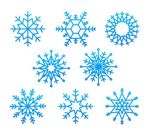 Snowflake vector icon background set white color. Winter blue christmas snow Illustrazione stock