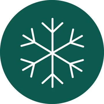 Snowflake Vector Icon in Dark Green Circle Badge Stock Illustration