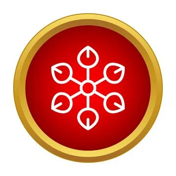 Snowflake vector icon in red circle button Stock Illustration