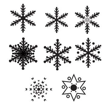 Snowflake Vector Icon Set Stock Illustration
