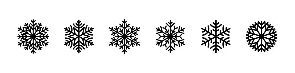 Snowflake vector icon set Stock Illustration