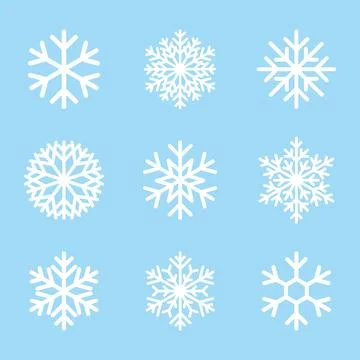 Snowflake vector icons collection, white snowflakes set Stock Illustration