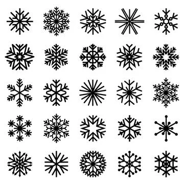 Snowflake vector icons set, line snowflake symbol collection Stock Illustration