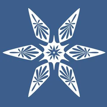 Snowflake vector illustration, symbol icon symmetrical mandala snowflake for  Stock Illustration