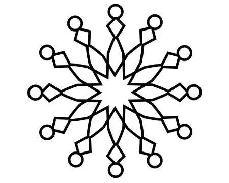 Snowflake - vector linear picture for coloring. Snowflake, mandala Stock Illustration