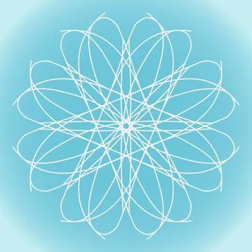 Snowflake vector ornate abstract shape and structure on a blue winter backg.. Illustrazione stock