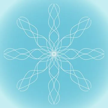 Snowflake vector ornate wavy shape and structure on a blue winter background Illustrazione stock
