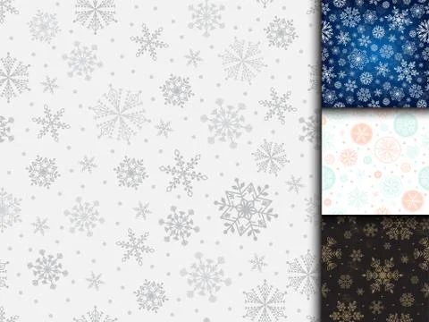 Snowflake vector seamless pattern weather traditional winter december wrapping Stock Illustration