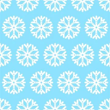 Snowflake vector seamless pattern. White icon on a blue background. Christmas Stock Illustration