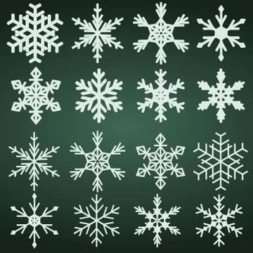 Snowflake vector set - isolated snow symbols. Christmas design elements. イラスト素材