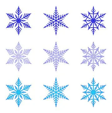 Snowflake: vector set of isolated snowflakes on white background Illustrazione stock