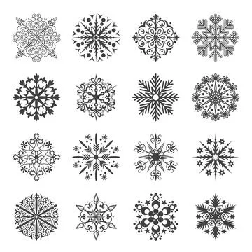 Snowflake Vector Set Isolated on White. Winter Snowflake Collection, Decorative Stock-Illustration