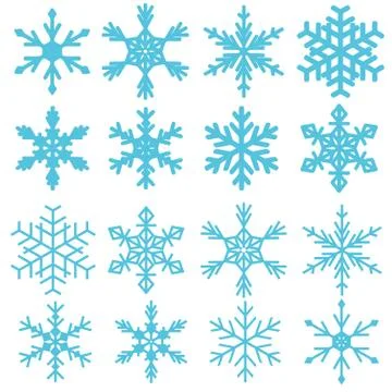 Snowflake vector set - snow shape collection. Christmas design elements. Illustrazione stock