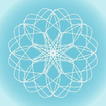 Snowflake vector simple abstract intricate shape on blue gradient background Stock Illustration