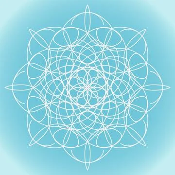 Snowflake vector simple abstract lace shape on blue gradient background Stock Illustration