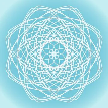 Snowflake vector simple abstract ornate shape on blue gradient background Stock Illustration