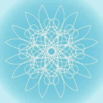 Snowflake vector simple abstract pointed shape on blue gradient background Stock Illustration