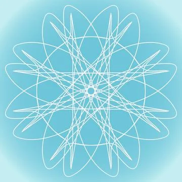 Snowflake vector simple abstract shape on blue gradient background Stock Illustration