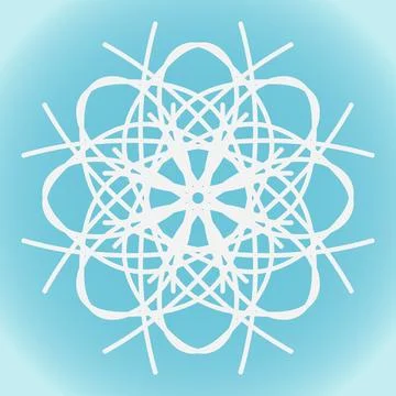 Snowflake vector simple abstract shape on blue winter gradient background Stock Illustration