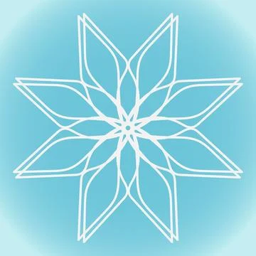 Snowflake vector simple abstract sharp shape on blue winter background Stock Illustration
