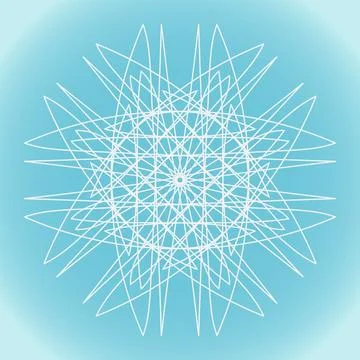 Snowflake vector simple abstract sharp shape on blue gradient background Stock Illustration