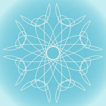 Snowflake vector simple shape with horns on a blue winter background Stock Illustration