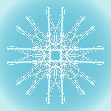 Snowflake vector simple shape with loops on blue winter background Stock Illustration