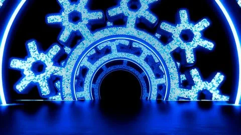 Snowflake VJ Lights Background with lights tunnel Stock Illustration