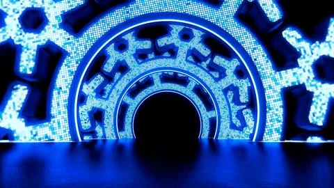 Snowflake VJ Lights Background with lights tunnel Stock Illustration