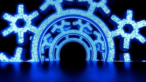 Snowflake VJ Lights Background with lights tunnel Stock Illustration