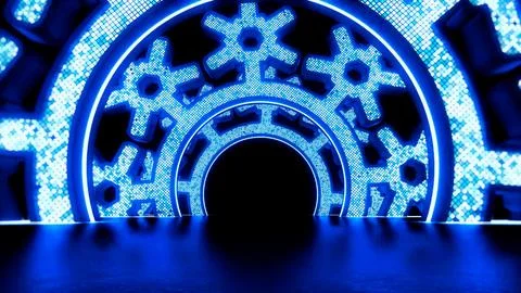 Snowflake VJ Lights Background with lights tunnel Stock Illustration
