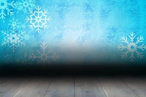 Snowflake wallpaper over floor boards Stock Illustration
