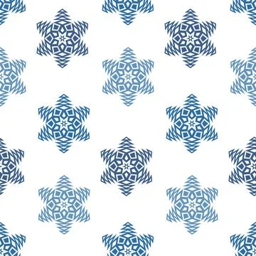 Snowflake on white background seamless pattern for textile and scrapbook de.. Stock Illustration