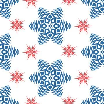 Snowflake on white background seamless pattern for textile and scrapbook desi Stock Illustration