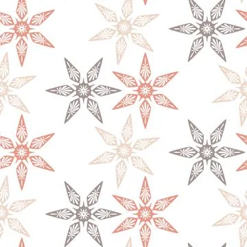 Snowflake on white background seamless pattern for textile and scrapbook de.. Stock Illustration