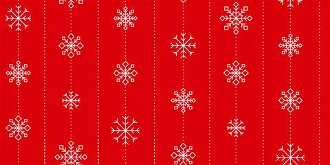 Snowflake white line red seamless pattern new year Stock Illustration