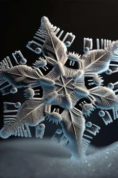 Snowflake in white snow Stock Illustration