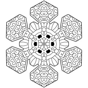 Snowflake winter. Hand drawn decorative vector illustration for coloring Иллюстрация