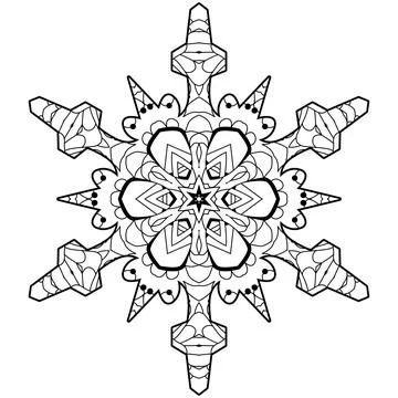 Snowflake winter. Hand drawn decorative vector illustration for coloring 스톡 일러스트