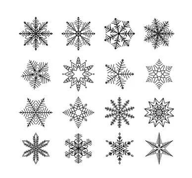 Snowflake winter isolated. Set of flake of snow on white background Stock Illustration