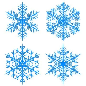 Snowflake winter. Raster version silhouettes on white background Stock Illustration