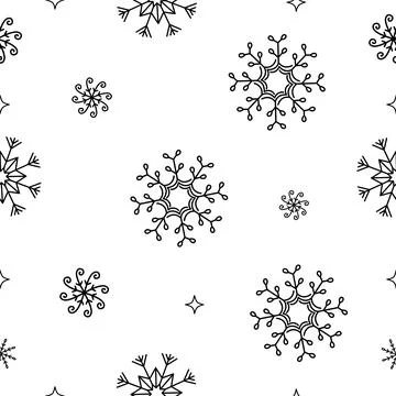 Snowflake winter seamless pattern. Vector illustration. Merry Christmas Stock Illustration