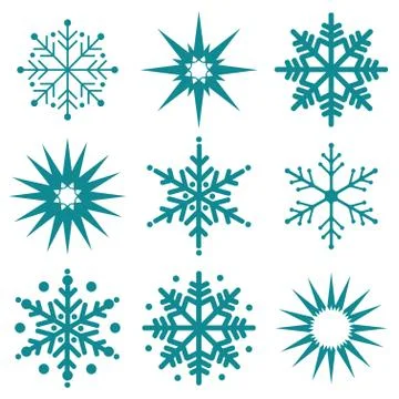 Snowflake winter set of black isolated Stock Illustration
