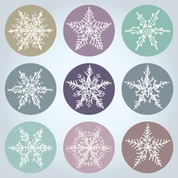 Snowflake winter set icon collection. Vector Stock Illustration