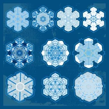 Snowflake winter set Illustrazione stock