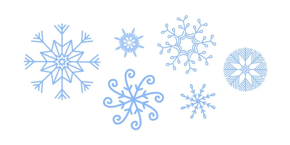 Snowflake winter set. Silhouette vector illustration. Illustrazione stock